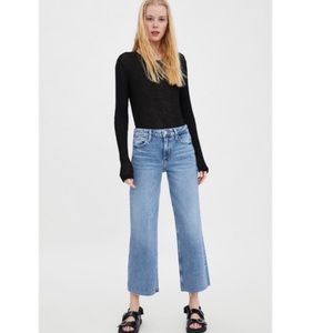 ZARA High Rise Wide Leg Cropped Jeans